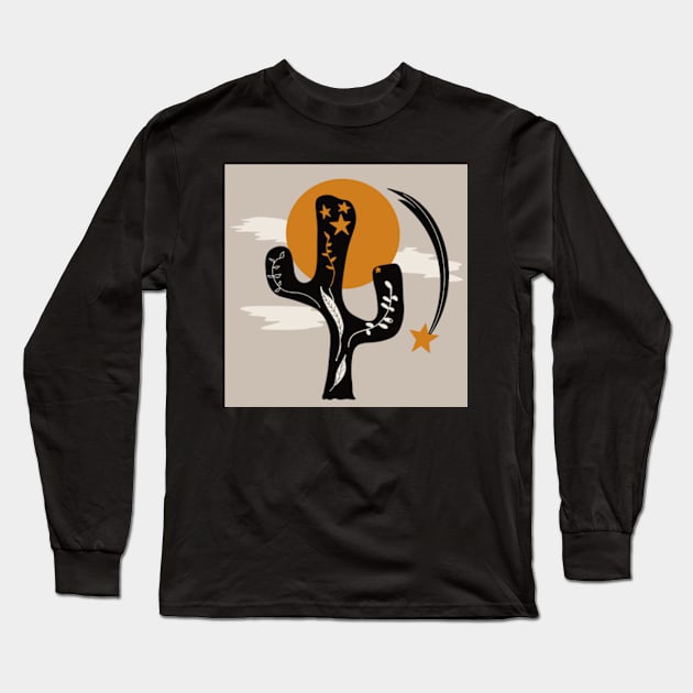 Desert Life Folk Art Long Sleeve T-Shirt by WalkSimplyArt